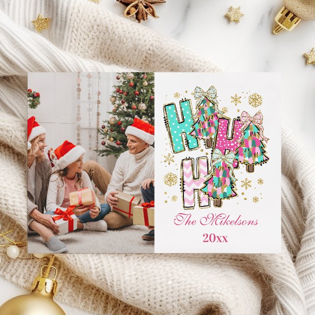 Whimsical Photo  Ho Ho Ho Christmas Family  Holiday Card (Creator Uploaded)