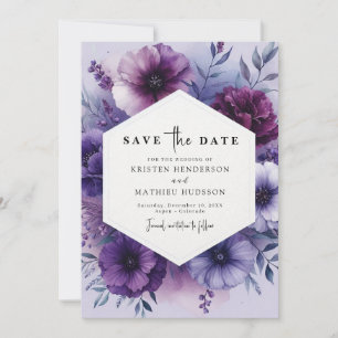 Whimsical Photo Purple Floral Wedding Save The Date
