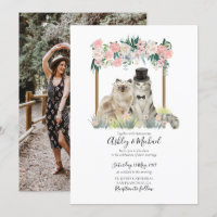 Whimsical Photo Watercolor Cat Pink White Floral