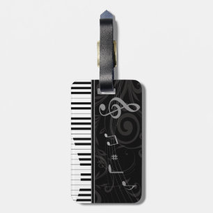 Whimsical Piano and Musical Notes Luggage Tag