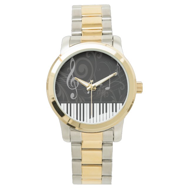 Whimsical Piano and Musical Notes Watch (Front)