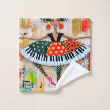 Whimsical Piano Keys Music Ballerina