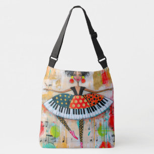 Whimsical Piano Keys Music Ballerina Crossbody Bag