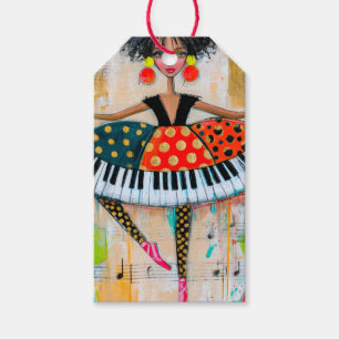 Whimsical Piano Keys Music Ballerina Gift Tags