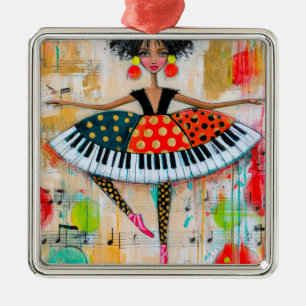 Whimsical Piano Keys Music Ballerina Metal Tree Decoration