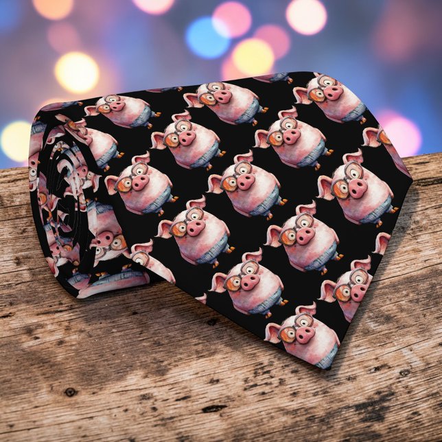 Whimsical Pig Custom Necktie Tie (Creator Uploaded)