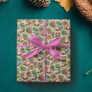 Whimsical Pig & Houseplant Wrapping Paper