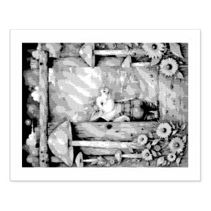 Whimsical Piglet Rubber Stamp