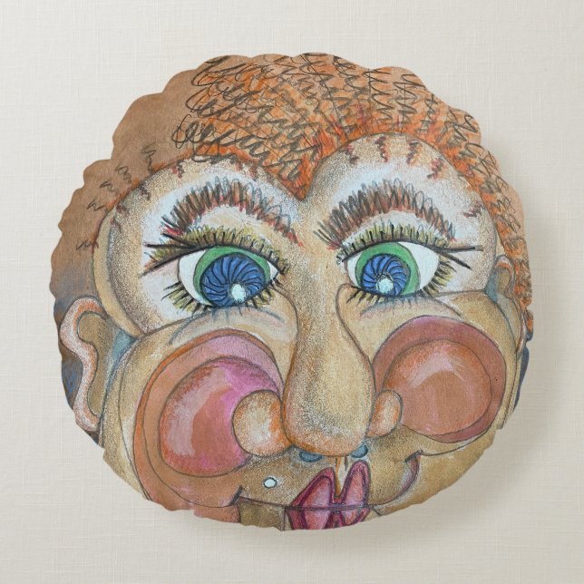 Whimsical pillow design from an acrylic drawing (Front)