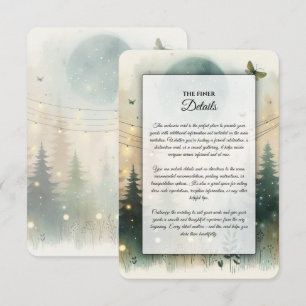 Whimsical Pine Forest Fairy Lights Wedding Enclosure Card