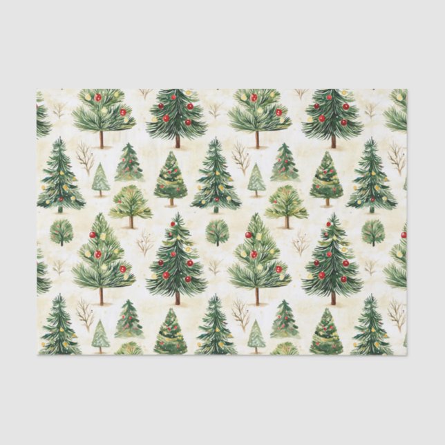 Whimsical Pine Trees Pattern  Tissue Paper (Front)