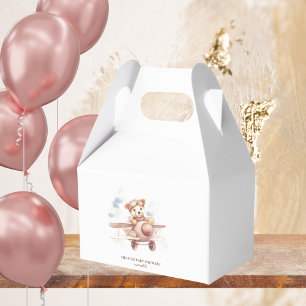 Whimsical Pink Aeroplane Adventure Baby Shower Favour Box