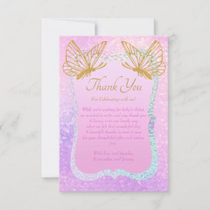 Whimsical Pink and Gold Baby Shower Thank You Card