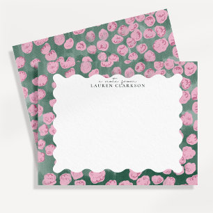 whimsical pink and green floral note card