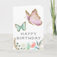 Whimsical Pink and Mint Butterfly Birthday