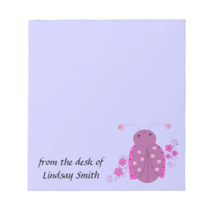 Whimsical Pink and Purple Ladybug Notepad