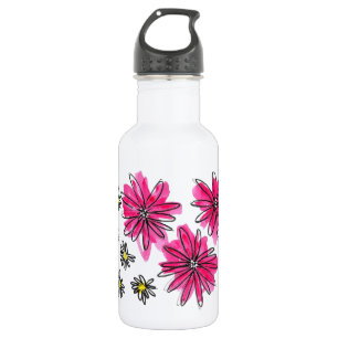 Whimsical Pink and White Flowers 532 Ml Water Bottle