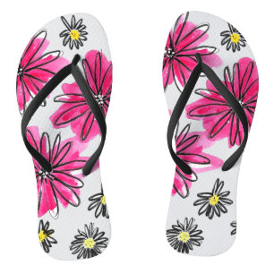 Whimsical Pink and White Flowers Jandals