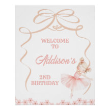 Whimsical Pink Ballerina 2nd Birthday Welcome 