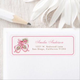 Whimsical Pink Ballerina Girl adress Label