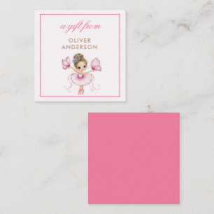 Whimsical Pink Ballerina Girl Card