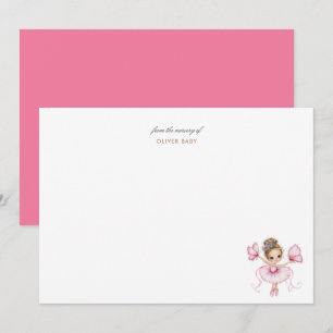 Whimsical Pink Ballerina Girl Card