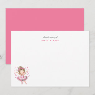 Whimsical Pink Ballerina Girl Card