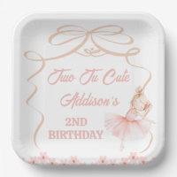 Whimsical Pink Ballerina Two Tu Cute 2nd Birthday