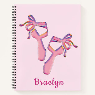 Whimsical Pink Ballet Slippers Design Notebook