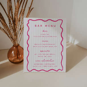 Whimsical Pink Bar Menu List Pedestal Sign