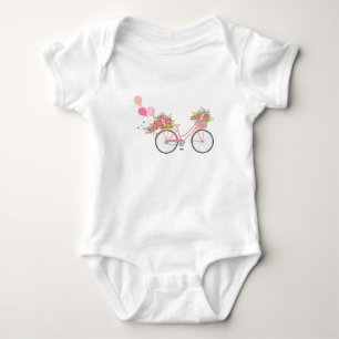 Whimsical Pink Bicycle Baby Bodysuit