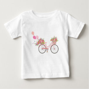 Whimsical Pink Bicycle Baby T-Shirt