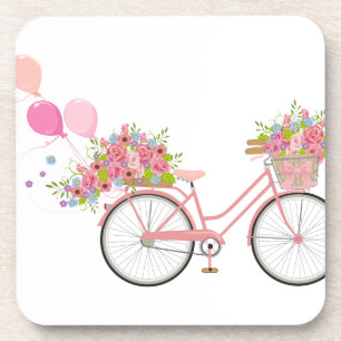 Whimsical Pink Bicycle Coaster