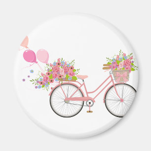 Whimsical Pink Bicycle Magnet