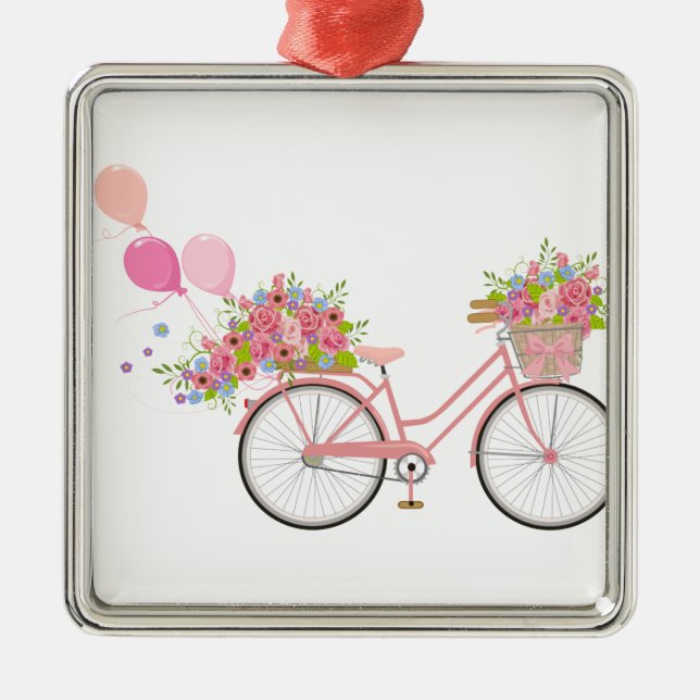 Whimsical Pink Bicycle Metal Tree Decoration (Front)
