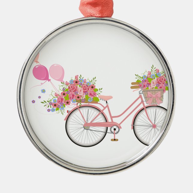 Whimsical Pink Bicycle Metal Tree Decoration (Front)