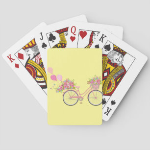 Whimsical Pink Bicycle Playing Cards