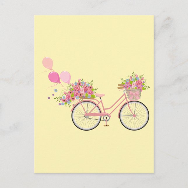 Whimsical Pink Bicycle Postcard (Front)