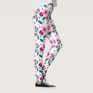 Whimsical Pink Bird Floral Botanical Design Throw Leggings