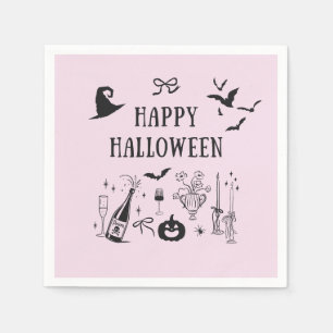 Whimsical Pink Boos & Bows Halloween Party Napkin
