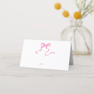 Whimsical Pink Bow Folded Place Card