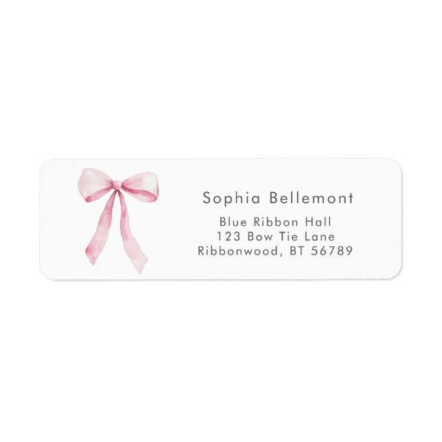 Whimsical Pink Bow Return Address (Front)