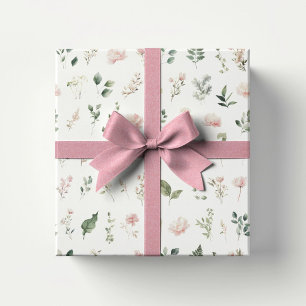 Whimsical Pink Bow & Watercolor Ballerina Wrapping Paper