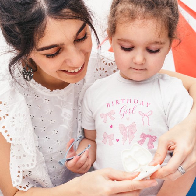 Whimsical Pink Bows Birthday Girl T-Shirt (Creator Uploaded)