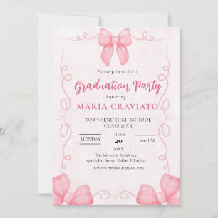  Whimsical Pink Bows Frame Graduation Party Invita Invitation