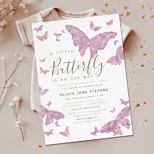 Whimsical Pink Butterfly Boho Girl Baby Shower Invitation