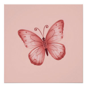   Whimsical Pink Butterfly  Poster