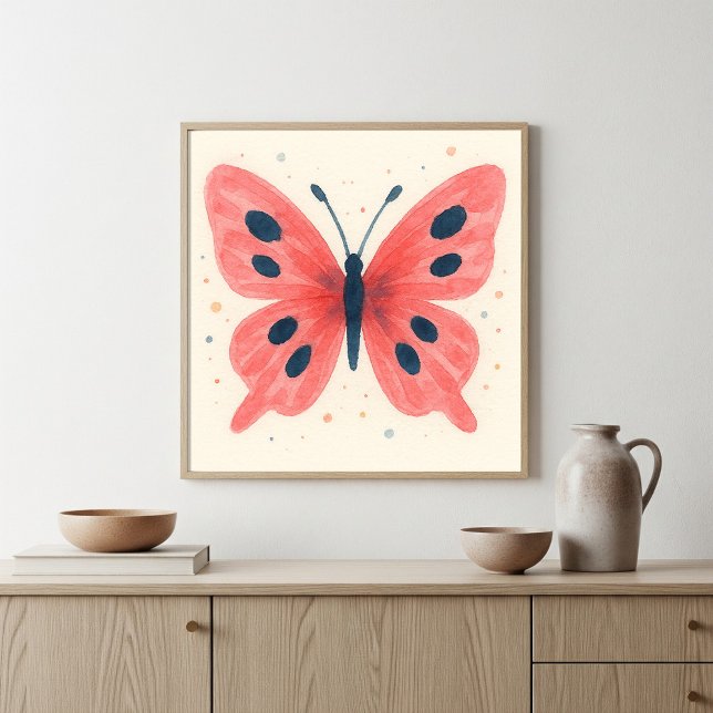 Whimsical Pink Butterfly Watercolor Art Poster (Creator Uploaded)