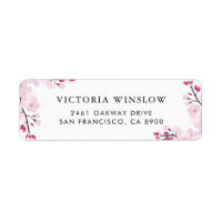 Whimsical Pink Cherry Blossoms Address Label
