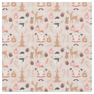 Whimsical Pink Christmas Fabric